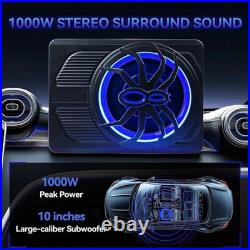 1000W LED Car Subwoofer Under-Seat Sub Woofer Speaker Stereo Slim Amplifier