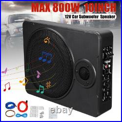10 12V 800W Car Under Seat Subwoofer Bass Slim Speaker Power Amplifier HiFi