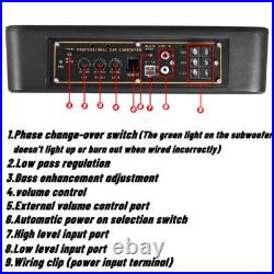 10'' 600W Active Underseat Car Bass Box Audio Subwoofer Sub Speaker Amplifier UK