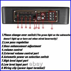 10'' 800W Active Underseat Car Bass Box Audio Subwoofer Sub Speaker Amplifier UK