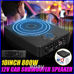 10'' 800W Underseat Car Bass HiFi Box Audio Subwoofer Sub Speaker Amplifier 12V