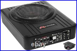 10 Active Amplified Under Seat Slim Shallow Subwoofer Bass Box Remote 125 Rms