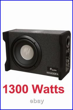 10 Active Subwoofer Box with Built-In Amp 1300W Compact Car Bass Enclosure