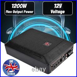 10'' LED Car Subwoofer Under-Seat Speaker Stereo Slim Amplifier 1200W Black AN