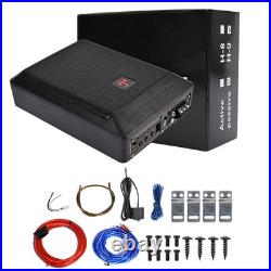 10'' LED Car Subwoofer Under-Seat Speaker Stereo Slim Amplifier 1200W Black AN