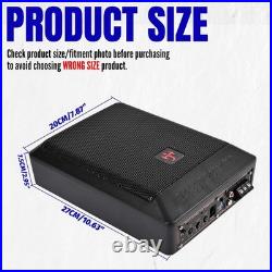 10'' LED Car Subwoofer Under-Seat Speaker Stereo Slim Amplifier 1200W Black AN