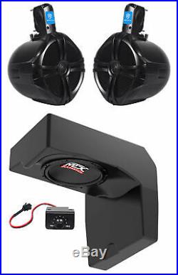 10 Powered Under-Seat MTX Subwoofer+Tower Speakers for 2014-2017 Polaris Ranger