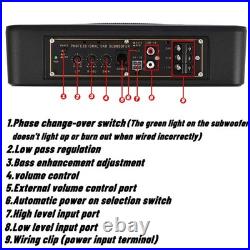 12V 10 600W Car Subwoofer Active Underseat Bass Box Audio Speaker Amplifier UO