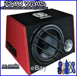12inch Active Amplified subwoofer Bass box 1500watts Easy install+ WIRING KIT