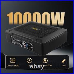 12x8 1000W Car Subwoofer Active Underseat Bass Box Audio Sub Speaker Amplifier