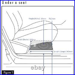 250W Sub Seat Subwoofer Flat Car Hifi Active Bass Box Vehicle + 10mm² cable set