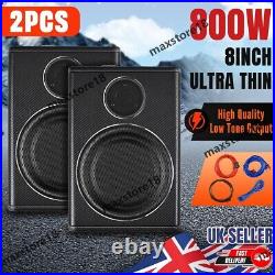 2PC 8 Car Subwoofer Under-Seat 800W Amplifier Speaker Audio Sub Woofer Slim Box