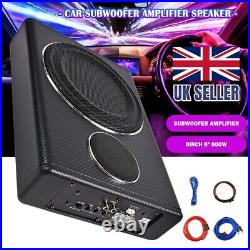2PC Underseat Car Subwoofer Audio Sub Speaker Active Amplifier 8'' 800W Bass Box