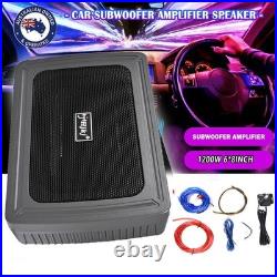 68'' Car Subwoofer Under-Seat 1200W Amplifier Speaker Audio Sub Woofer Slim Box