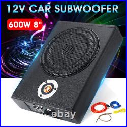 8'' 600W Car Audio Underseat Active Amplified Subwoofer Boombox Speaker AMp