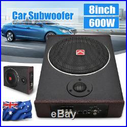 8 600W Car Subwoofer Speaker Active Under Seat Slim Sub Woofer AMP