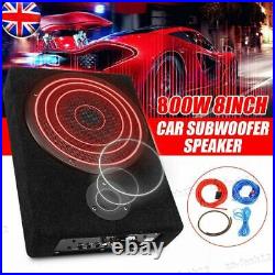 8'' 800W Active Underseat Car Bass Box Audio Subwoofer Sub Speaker Amplifier 12V