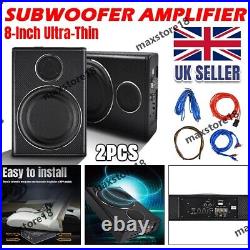 8' Car Subwoofer Under-Seat 800W Amplifier Speaker Audio Sub Woofer Slim Box ×2