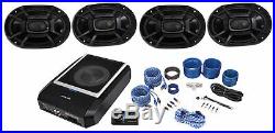 ALPINE PWD-X5 Slim Under-Seat Powered Subwoofer+Wire Kit+(4) Polk 6x9 Speakers
