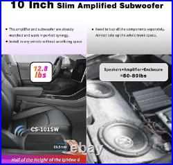 ATOTO 10 inch Under Seat Powered Car Subwoofer with Built-in Amp, Ultra Slim Act