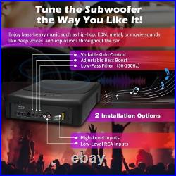 ATOTO 10 inch Under Seat Powered Car Subwoofer with Built-in Amp, Ultra Slim Act