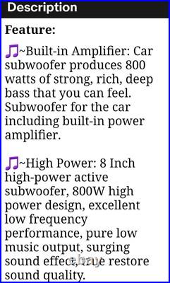 A Bluetooth Underseat Car 12 V 8 Inch 250 RMS 800 Watts Peak