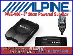 Alpine PWE-V80 8 20cm Under Seat Active Amplified Subwoofer Bass Box