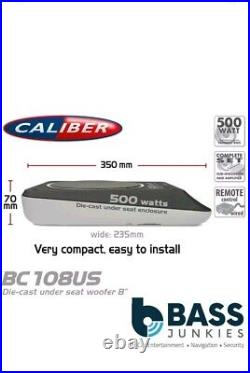 Caliber CALBC108US 8 500 Watts Amplified Under Seat Car Van Subwoofer