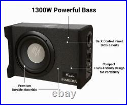 Car Subwoofer 10 Powered Ported Box 1300W Compact Enclosure Bass Speaker