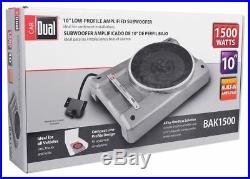Dual BAK1500 10 1500W Active/Powered Under Seat Car Subwoofer Sub + Wire Kit