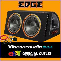Edge Twin 12 Active Car Subwoofer Enclosure 1800W Max Power In Wiring Kit