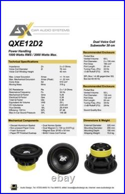 Esx Quantum Qxe12d2 1000w Rms 12 Subwoofer Spl & Sql
