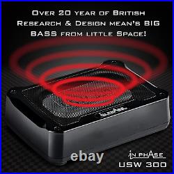 In Phase Car Audio USW300 300W Underseat Ultra Slim Compact Active Subwoofer