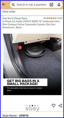 In Phase USW10 Ultra Compact Active Underseat Subwoofer Brand New Boxed