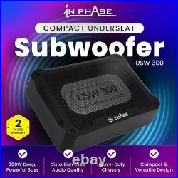 In Phase USW300 300W Underseat Subwoofer Active Car Subwoofer with Built-In Am