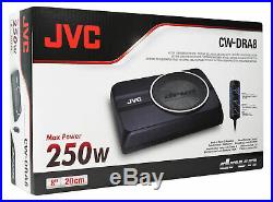 JVC CW-DRA8 8 250w Powered Under-Seat Subwoofer Car Audio Sub System+Wire Kit