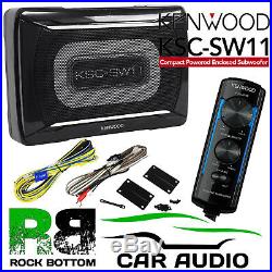 Kenwood KSC-SW11 150 Watts Active Amplified UnderSeat Car Sub Subwoofer & Wiring