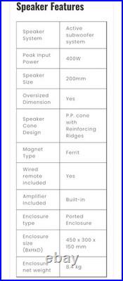 Kenwood PA-W801B 8 All in One Powered Subwoofer 400W