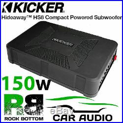 Kicker HS8 Active 150 Watts Amplified Slim Underseat Car Sub Subwoofer Bass Box