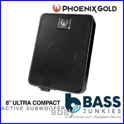 Phoenix Gold 600 Watts 8? Ultra Slim Amplified Car Underseat Subwoofer & Amp Kit Phoenix Gold 600 Watts 8? Ultra Slim Amplified Car Underseat Subwoofer & Amp Kit