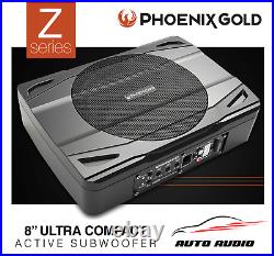 Phoenix Gold PG Z880 8 Inch 240W Underseat Amplified Car Subwoofer + Wiring