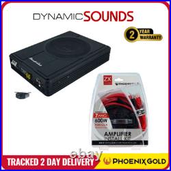 Phoenix Gold Underseat 8 Slim Active Bass Enclosure + Amplifier Wiring Kit