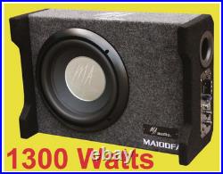 Powered Car Subwoofer Box 10 Inch 1300W Compact Ported Enclosure Bass System