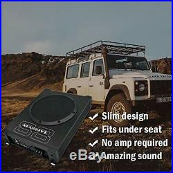 Powered Car Subwoofer by Massive Audio BOOM88 Car Woofer Under Seat Slim