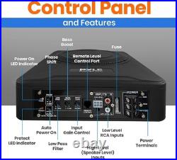 Pyle 20cm Underseat Car Subwoofer 600W Active Subwoofer with Built-in