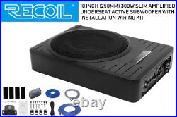 RECOIL 10-inch (250mm) 300W slim amplified under-seat subwoofer with wiring kit