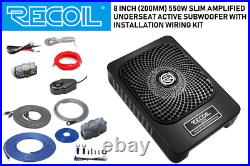 RECOIL SL1789 8-inch 550W slim amplified underseat subwoofer with wiring kit