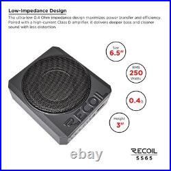 Recoil SS65 6.5 Underseat Active Compact Subwoofer Amplifier 250W RMS Slim Bass