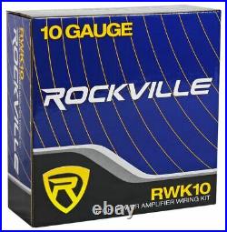 Rockville RW8CA 8 600 Watt Under-Seat Slim Amplified Car Subwoofer +Wire Kit