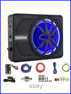 Slim Subwoofer, 10 800W, Built-in Car/Track Audio Amplifier Blue Ambient Light